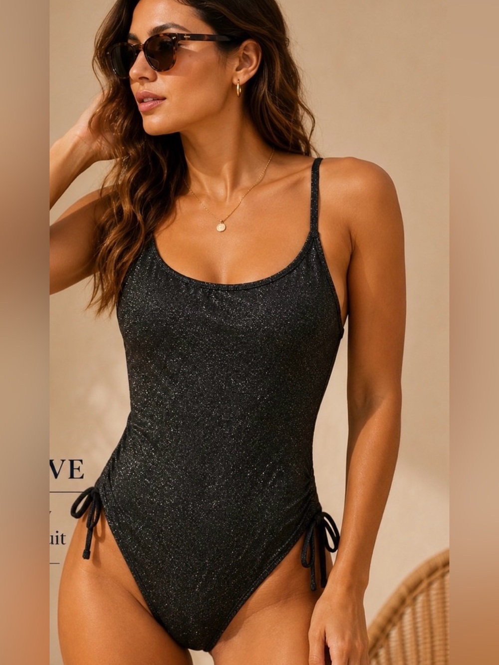 Salt and Cove Black Sparkle One-Piece Swimsuit